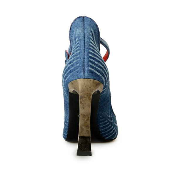 Scuderia Ferrari Women's "Denim Decollete" Denim Leather Pump Shoes US 7 IT 37 - Picture 3 of 8